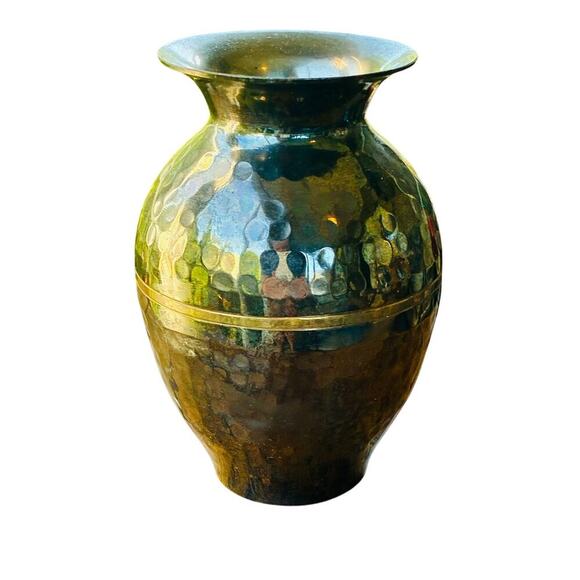 Hammered Brass-Style Vase – Rustic Boho Mini Vase - Picture 2 of 3